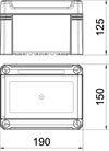 Quadro de distribuição sem bornes, para 3 módulos 150x190x125 Poliestireno cinzento claro RAL 7035
