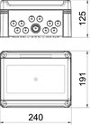 Quadro de distribuição sem bornes, para 9 módulos 240x191x125 Policarbonato cinzento claro RAL 7035