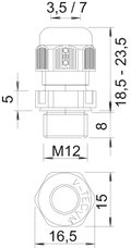 Bucim métrico M12 Poliamida cinzento prateado RAL 7001