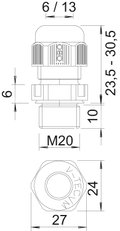 Bucim métrico M20 Poliamida cinzento prateado RAL 7001