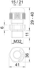 Bucim métrico M32 Poliamida cinzento prateado RAL 7001