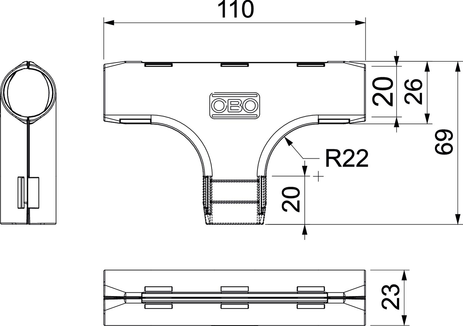 Derivação em T Quick-Pipe M20 Polipropileno branco puro RAL 9010 – Imagem 2 de 2