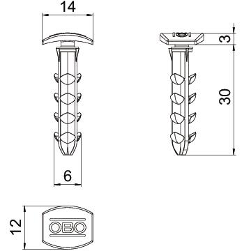 Push-fit plug for pressing in 34,2x14,2x12,2 Poliamida – Imagem 2 de 4