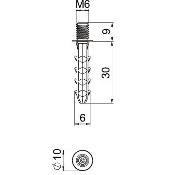 Push-fit plug with M6 thread 39,0x10,0x10,0 Poliamida – Imagem 2 de 4