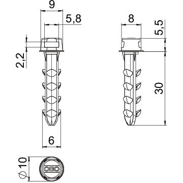 Push-fit plug for cable tie 35,5x10,0x10,0 Poliamida – Imagem 2 de 4