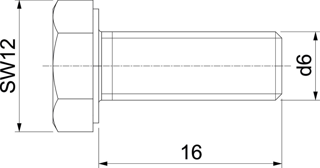 Parafuso sextavado M6x16mm Aço inoxidável, livre de ferrugem brilhante, pós-tratamento – Imagem 2 de 2