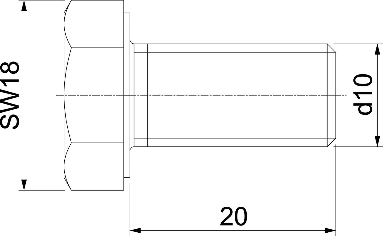 Hexagonal screw M10x20mm Aço inoxidável, livre de ferrugem brilhante, pós-tratamento – Imagem 2 de 2
