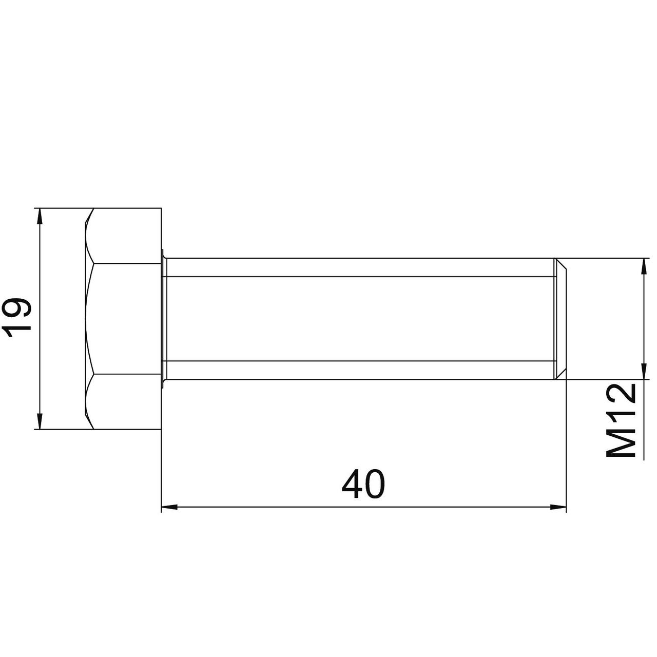 Hexagonal screw with nut and waschers M12x40 Aço galvanizado a quente por centrifugação zinco – Imagem 2 de 2