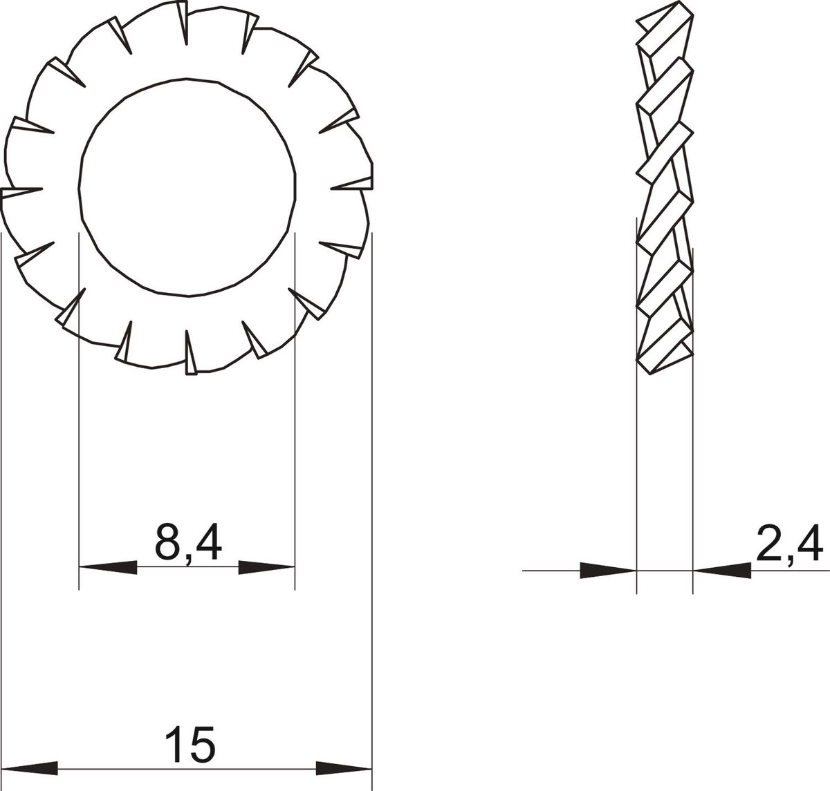 Serrated washer M8 Aço inoxidável, livre de ferrugem brilhante, pós-tratamento – Imagem 2 de 2