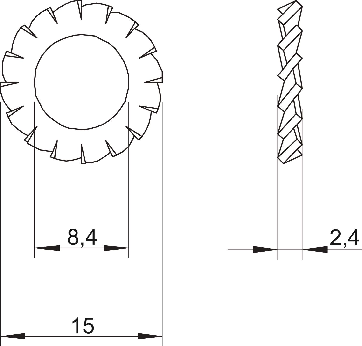 Serrated washer M8 Aço inoxidável, livre de ferrugem brilhante, pós-tratamento – Imagem 2 de 2