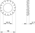 Serrated washer M10 Aço inoxidável, livre de ferrugem brilhante, pós-tratamento