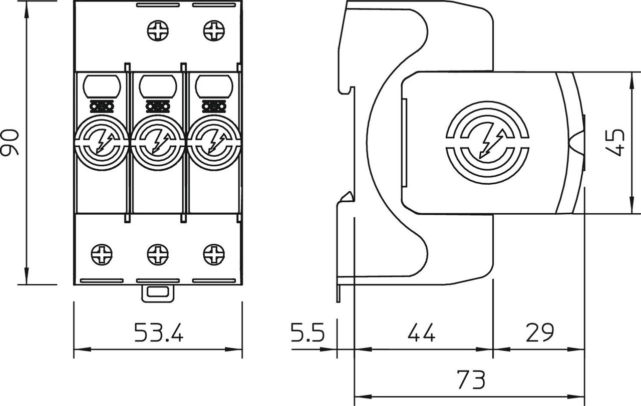 Descarregador sobretensões V20 2 polos com NPE 150V – Imagem 2 de 4