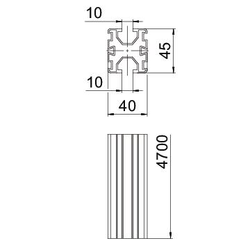 Perfil de estrutura para sistemas plano/inclinado Alumínio anodizado preto de sinalização RAL 9004 – Imagem 2 de 6