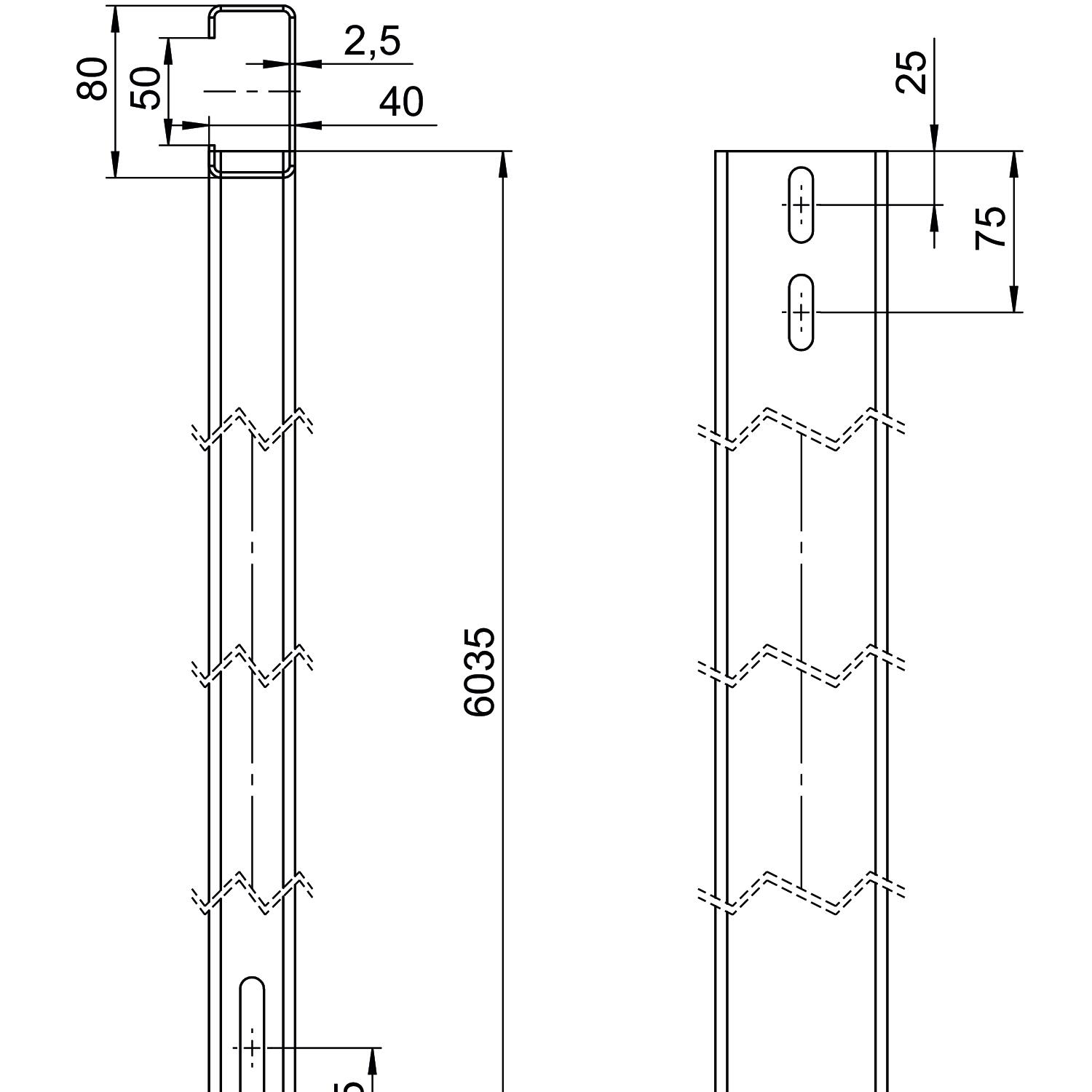 Perfil de estrutura para sistema em espaço aberto 40x80x6035 Aço Galvanizado por imersão a quente após maquinação zinco – Imagem 2 de 2