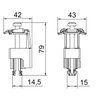 Grampo universal para sistemas plano/inclinado 41x42x79 Aço inoxidável, livre de ferrugem A2 1.4301 revestimento de plástico preto