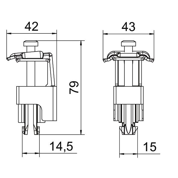 Grampo universal para sistemas plano/inclinado 41x42x79 Aço inoxidável, livre de ferrugem A2 1.4301 revestimento de plástico preto – Imagem 2 de 6