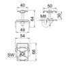 Terminal intermédio para sistema em espaço aberto 63x54x66 Aço inoxidável, livre de ferrugem A2 1.4301 aço inoxidável