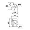 Terminal final para sistema em espaço aberto 55x70x54 Aço inoxidável, livre de ferrugem 1.4301 A2 1.4301 aço inoxidável