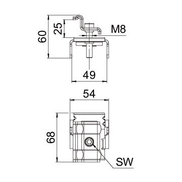 Terminal final para sistema em espaço aberto 55x70x54 Aço inoxidável, livre de ferrugem A2 1.4301 aço inoxidável – Imagem 2 de 2