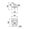 Terminal final para sistema em espaço aberto 60x70x54 Aço inoxidável, livre de ferrugem A2 1.4301 aço inoxidável