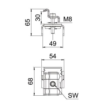 Terminal final para sistema em espaço aberto 60x70x54 Aço inoxidável, livre de ferrugem A2 1.4301 aço inoxidável – Imagem 2 de 2