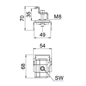 Terminal final para sistema em espaço aberto 65x70x54 Aço inoxidável, livre de ferrugem A2 1.4301 aço inoxidável – Imagem 2 de 2