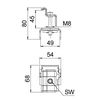 Terminal final para sistema em espaço aberto 75x70x54 Aço inoxidável, livre de ferrugem 1.4301 A2 1.4301 aço inoxidável