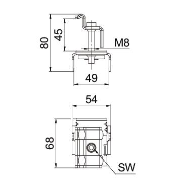 Terminal final para sistema em espaço aberto 75x70x54 Aço inoxidável, livre de ferrugem A2 1.4301 aço inoxidável – Imagem 2 de 2