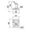 Terminal final para sistema em espaço aberto 80x70x54 Aço inoxidável, livre de ferrugem A2 1.4301 aço inoxidável