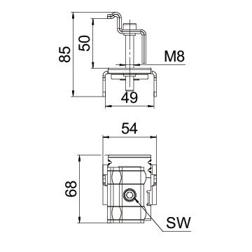 Terminal final para sistema em espaço aberto 80x70x54 Aço inoxidável, livre de ferrugem A2 1.4301 aço inoxidável – Imagem 2 de 2