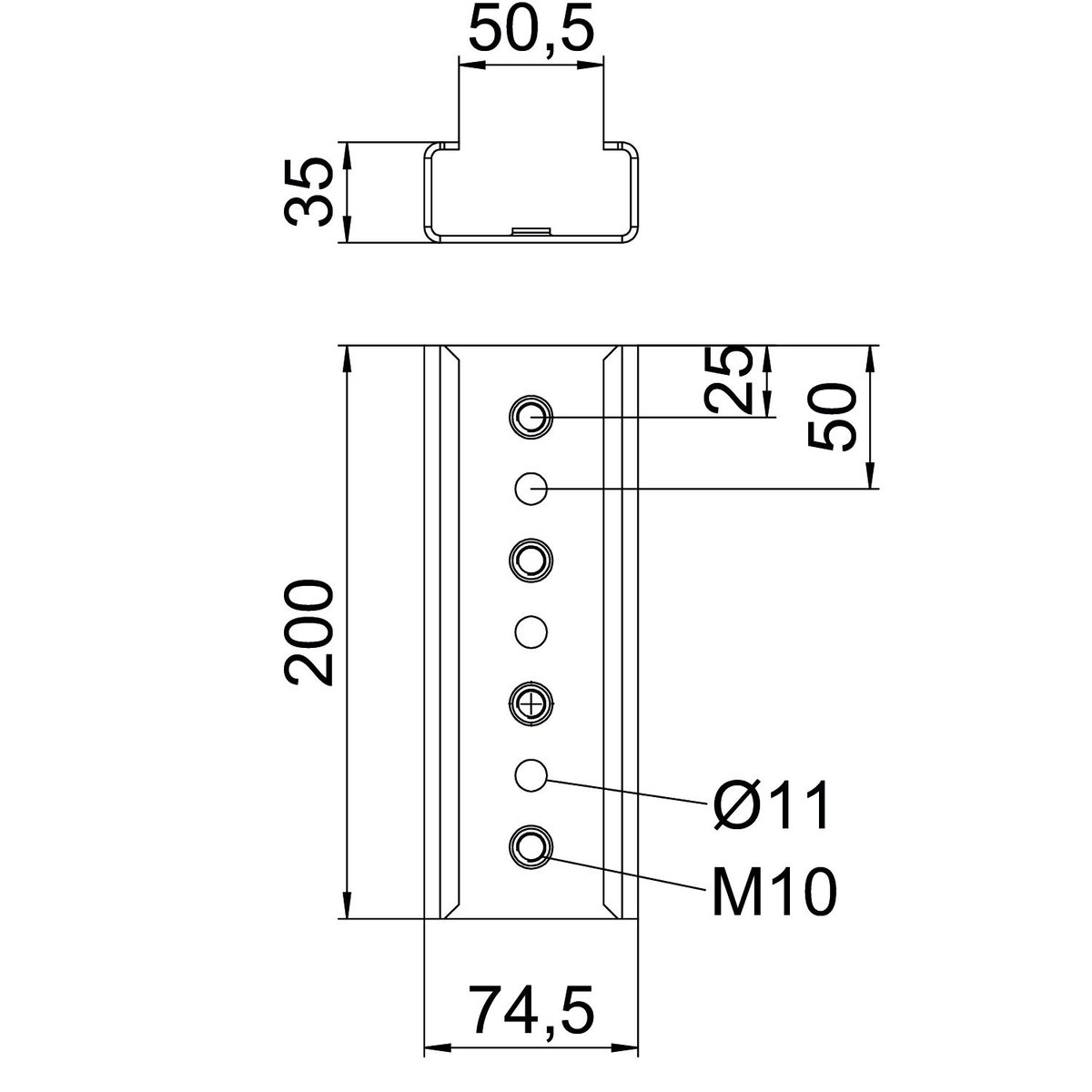 União reta para perfil de estrutura 35x74,5x200 Aço Galvanizado por imersão a quente após maquinação zinco – Imagem 2 de 2