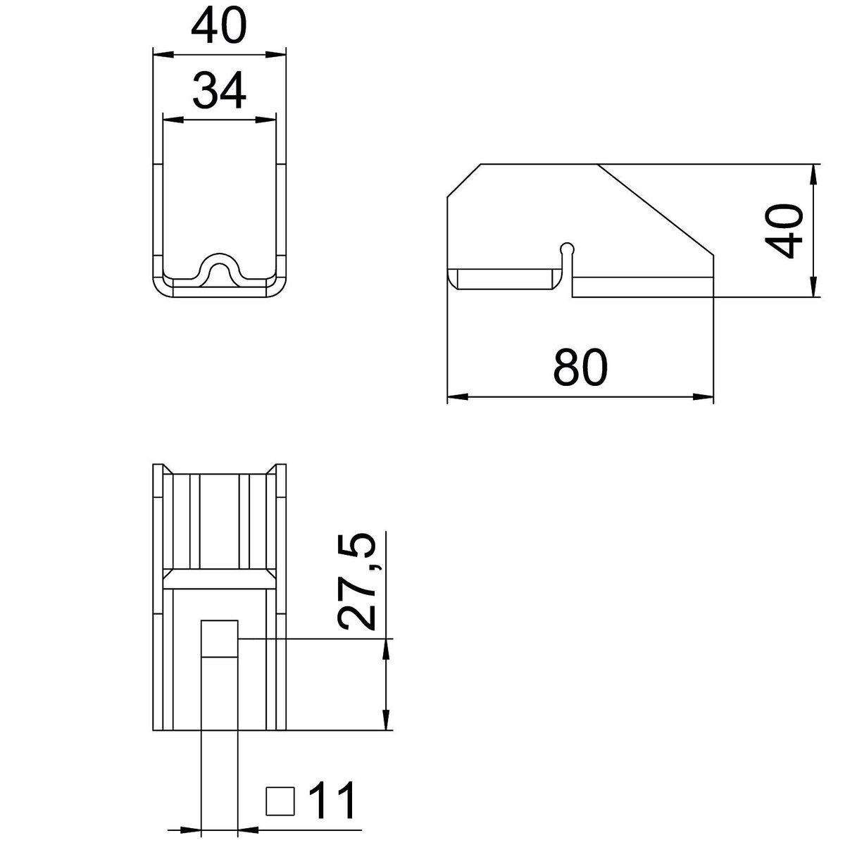 Cruzeta para perfil de estrutura 40x40x80 Aço Galvanizado por imersão a quente após maquinação zinco – Imagem 2 de 2