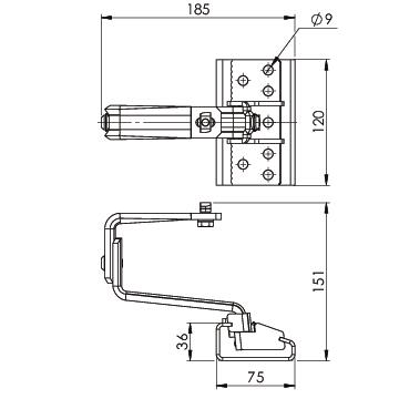 Gancho telhado, perfil aparaf. para sistema telhado inclinado 120x186x150 Aço inoxidável, livre de ferrugem A2 1.4301 brilhante, pós-tratamento aço inoxidável – Imagem 2 de 4