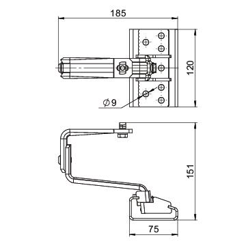 Roof hook, screwable profile for pitched roof system 120x186x150 Aço inoxidável, livre de ferrugem A2 1.4301 revestido a pó preto – Imagem 2 de 4
