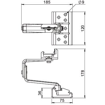 Gancho de telhado universal para sistema telhado inclinado 140x197x144 Aço inoxidável, livre de ferrugem A2 1.4301 brilhante, pós-tratamento aço inoxidável – Imagem 2 de 2