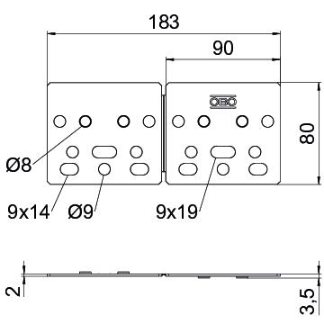 Placa de base para ganchos de telhado 183x80x4 Polietileno cinzento claro RAL 7035 – Imagem 2 de 4