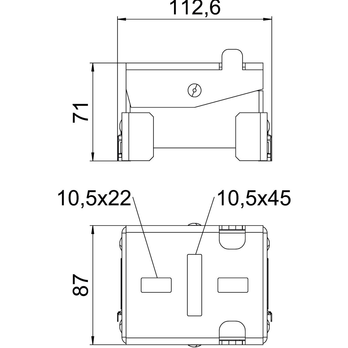 Suporte curto para sistema de telhado plano 86x166x107 Aço Galvanização continua zinco/alumínio, Double Dip zinco – Imagem 2 de 4