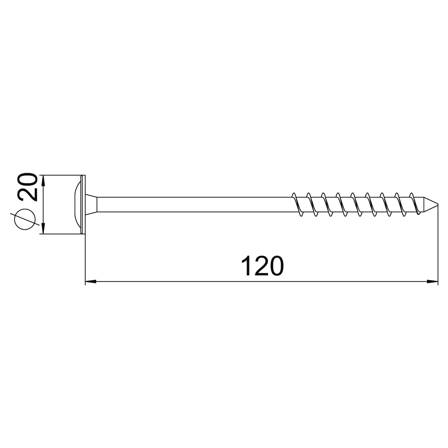Parafuso de cabeça plana para sistema telhado inclinado 8x120 Aço inoxidável, livre de ferrugem A2 1.4301 aço inoxidável – Imagem 2 de 4