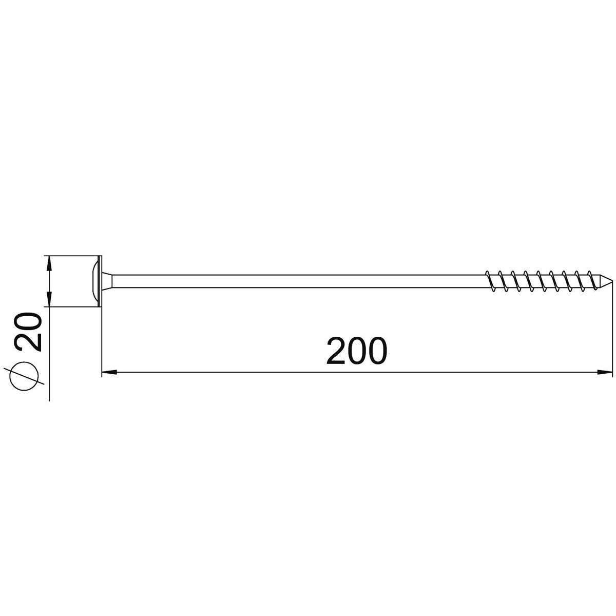 Parafuso de cabeça plana para sistema telhado inclinado 8x200 Aço inoxidável, livre de ferrugem A2 1.4301 aço inoxidável – Imagem 2 de 4