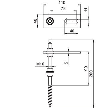 Hanger bolt set for pitched roof system 200x40x27 Aço inoxidável, livre de ferrugem A2 1.4301 aço inoxidável – Imagem 2 de 2