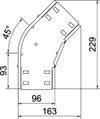 45° bend for cable tray, horizontal 35x100 Aço Galvanizado por imersão a quente após maquinação zinco