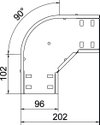 Ângulo 90º para caminho cabos, horizontal 35x100 Aço galvanizado pelo método Sendzimir zinco