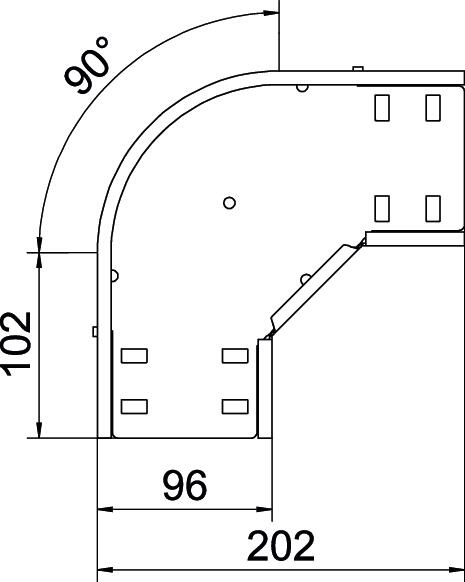 Ângulo 90º para caminho cabos, horizontal 35x100 Aço galvanizado pelo método Sendzimir zinco – Imagem 2 de 2