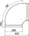 Ângulo 90º para caminho cabos, horizontal 35x300 Aço galvanizado pelo método Sendzimir zinco