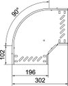 Ângulo 90º para caminho cabos, horizontal 35x200 Aço galvanizado pelo método Sendzimir zinco