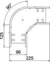 90° bend for cable tray, horizontal 60x100 Aço galvanizado pelo método Sendzimir zinco