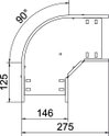 Ângulo 90º para caminho cabos, horizontal 60x150 Aço galvanizado pelo método Sendzimir zinco