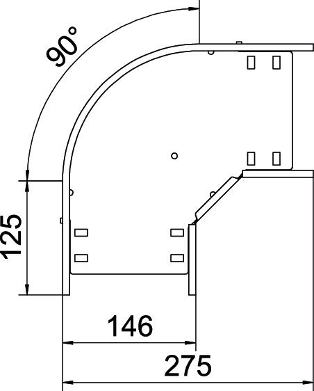 Ângulo 90º para caminho cabos, horizontal 60x150 Aço galvanizado pelo método Sendzimir zinco – Imagem 2 de 2