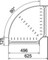 90° bend for cable tray, horizontal 110x500 Aço inoxidável, livre de ferrugem A2 1.4301 brilhante, pós-tratamento aço inoxidável