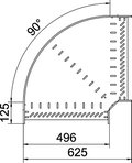90° bend for cable tray, horizontal 110x500 Aço inoxidável, livre de ferrugem A2 1.4301 brilhante, pós-tratamento aço inoxidável